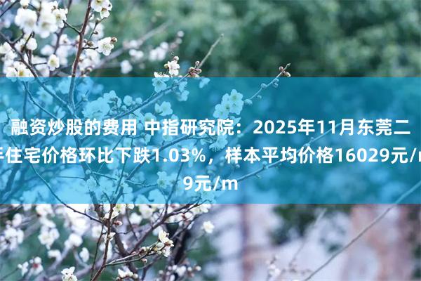 融资炒股的费用 中指研究院：2025年11月东莞二手住宅价格环比下跌1.03%，样本平均价格16029元/m